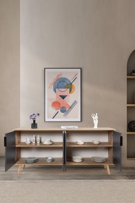 Hanah Home Sırma 4816 Consola Roble Zafiro y Antracita